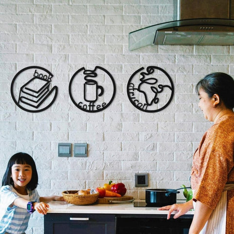 Book and Coffee Metal Wall Decor - The Linen House