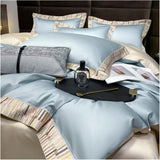 Border Line Embroidery Duvet Set – Timeless Elegance & Luxury Bedding - The Linen House