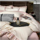 Border Line Embroidery Duvet Set – Timeless Elegance & Luxury Bedding - The Linen House