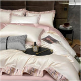 Border Line Embroidery Duvet Set – Timeless Elegance & Luxury Bedding - The Linen House
