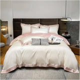 Border Line Embroidery Duvet Set – Timeless Elegance & Luxury Bedding - The Linen House