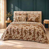 Brown & Cream Leaf Vine 7 Pcs Bedspread Set - The Linen House