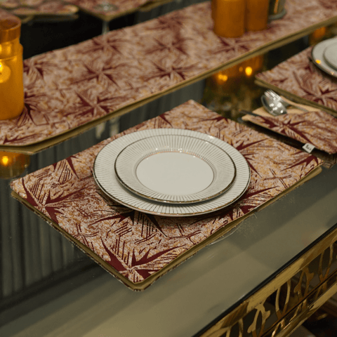 Burgundy & Gold Elegant Dining Table Runner Set - The Linen House
