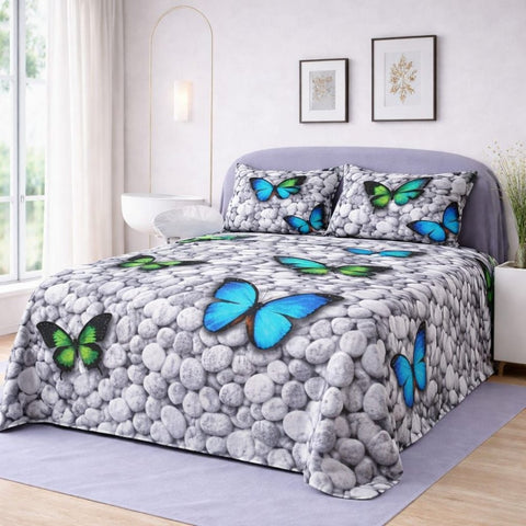 Butterfly Bliss Printed Bedsheet - The Linen House