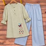Butterfly Bloom Sage & Blue Baggy Two Piece Suite - The Linen House