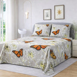 Butterfly & Dandelion Printed Bedsheet (3pcs) - The Linen House