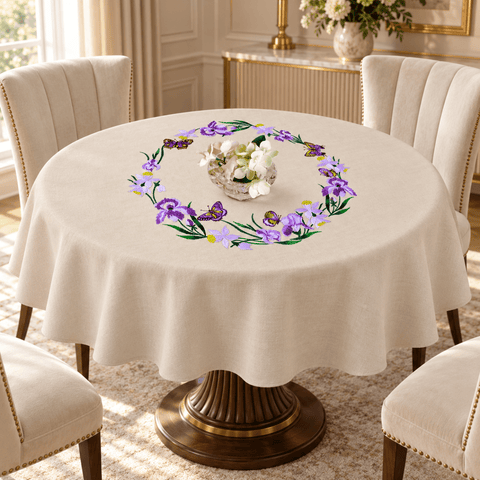 Butterfly Garden Round Table Cover - The Linen House