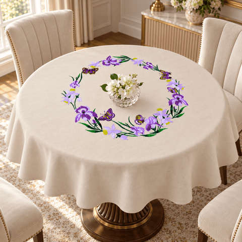 Butterfly Garden Round Table Cover - The Linen House