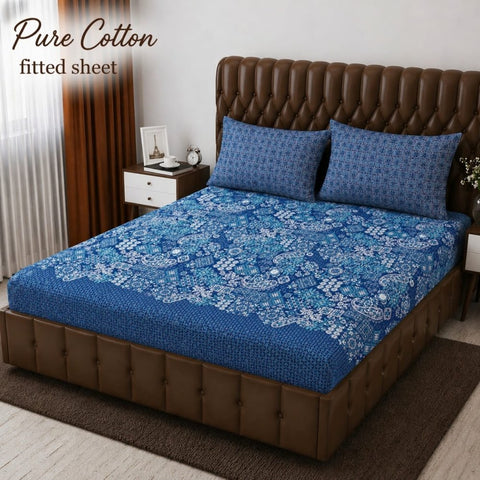 Calming Blue Essence Fitted Sheet - The Linen House