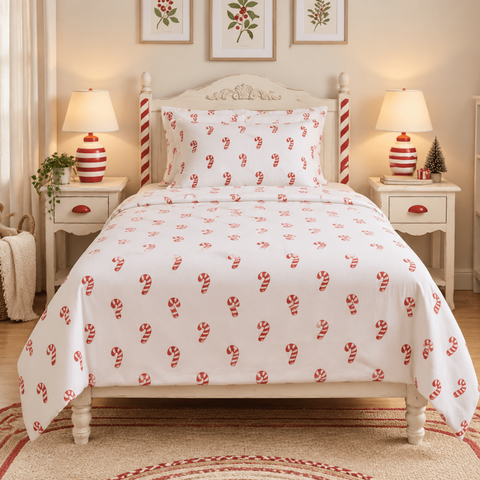 Candy Cane Christmas Kids Bedsheet - The Linen House