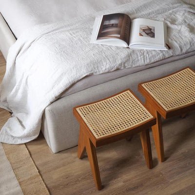 Cane Low Stool - Natural - The Linen House