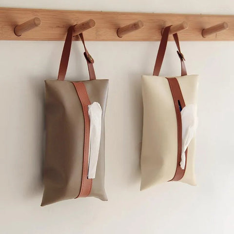 Car Mounted Leather Tissue Bag - The Linen House