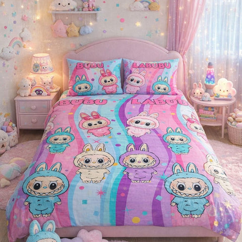 Cartoon Bunny Kids Printed Bedsheet (3pcs) - The Linen House