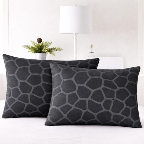 Charcoal Geometric Pillow Cover – Set of 2 - The Linen House