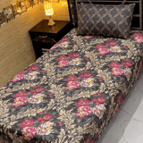 Charcoal Grey Floral Printed Bedsheet (Pack of 2) - The Linen House