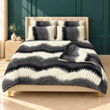 Charcoal Grey Ikat Stripe Bubble Fleece Comforter Set – 6 Pcs King Size - The Linen House