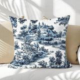 Charming Blue Toile Cushion Cover - The Linen House