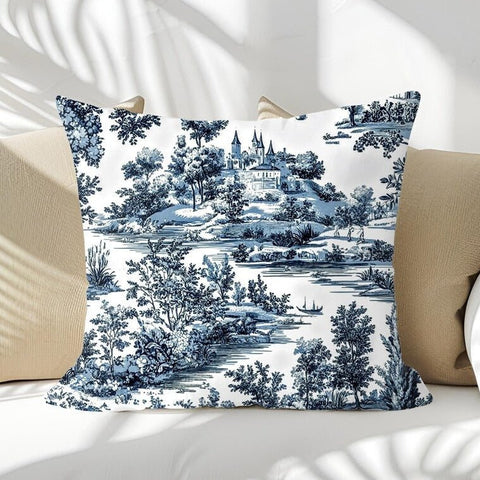 Charming Blue Toile Cushion Cover - The Linen House