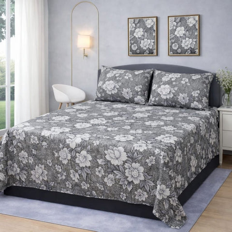 Chic Florals Printed Bedsheet - The Linen House