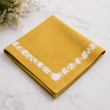 Chic Mustard Yellow Embroidered Table Mat Set for Dining - The Linen House