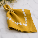 Chic Mustard Yellow Embroidered Table Mat Set for Dining - The Linen House
