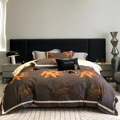 Classic Dark Floral Printed Bedding Set – Cozy & Sophisticated Style - The Linen House