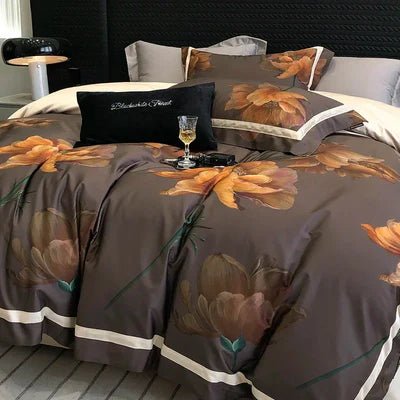 Classic Dark Floral Printed Bedding Set – Cozy & Sophisticated Style - The Linen House
