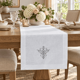 Classic Embroidered Cotton Table Runner - The Linen House