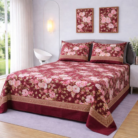 Classic Floral Elegance Print Bedsheet Set - The Linen House