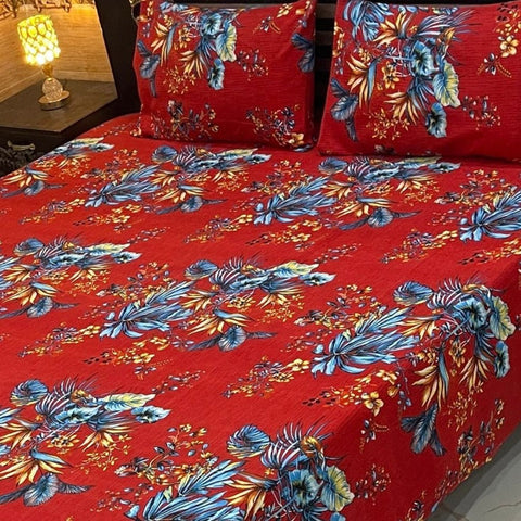 Classic Flower Design Double Bedsheet - The Linen House