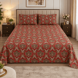 Classic Flower Design Double Bedsheet - The Linen House