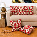 Classic Red Geometric Cushion Cover(Pack of 5) - The Linen House