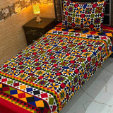 Color Block Geometric Print Bedsheet – Single Size (Pack of 2) - The Linen House
