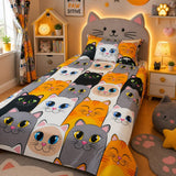 Colorful Cat Face Kids Bedsheet - The Linen House