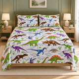 Colorful Dinosaur Printed Bed Sheet - The Linen House