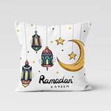 Colorful Ramadan Kareem Cushion Cover with Lanterns and Moon (Pack of 2) - The Linen House