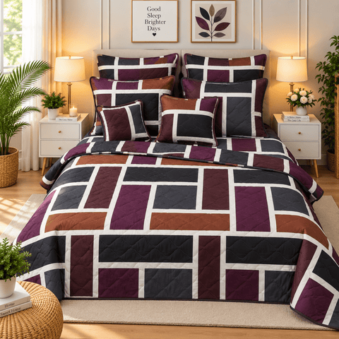 Contemporary Home Printed Bedspread Set – 7 Pcs - The Linen House