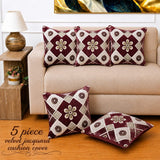 Contemporary Maroon Velvet Cushion Cover(Pack of 5) - The Linen House