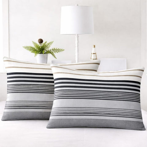 Contemporary Stripe Pattern Pillow Cover (Pack of 2) - The Linen House