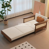 Convertible Sofa Bed with Pull-Out Footrest | Wooden Frame Lounge Chair & Sleeper - The Linen House