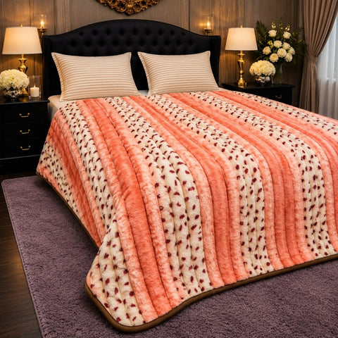 Coral Pink Plush Fleece Blanket - The Linen House