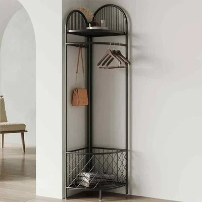 Corner clothing rack with storage basket - The Linen House
