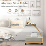 Costway Rolling End Table with Storage Drawer Tray - The Linen House
