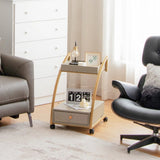 Costway Rolling End Table with Storage Drawer Tray - The Linen House