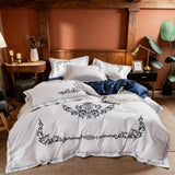 Cotton Satin Bed Linens Embroidery Duvet Set - The Linen House
