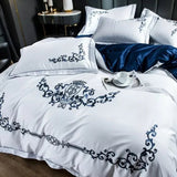 Cotton Satin Bed Linens Embroidery Duvet Set - The Linen House