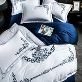 Cotton Satin Bed Linens Embroidery Duvet Set - The Linen House