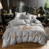 Cotton Satin Bed Linens Embroidery Duvet Set - The Linen House