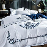 Cotton Satin Bed Linens Embroidery Duvet Set - The Linen House