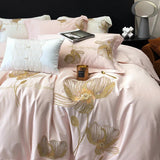 Cotton Satin Flower Embroidery Duvet Set - The Linen House